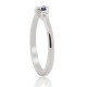 Sapphire Diamond Three Stone Ring 14Kt White Gold Bezel Set