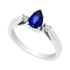 Sapphire Diamond Three Stone Ring 14Kt White Gold Pear