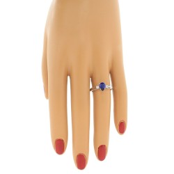 Sapphire Diamond Three Stone Ring 14Kt White Gold Pear