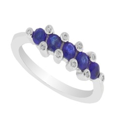 Sapphire Diamond Band 14Kt Gold September Birthstone