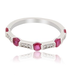 Ruby and Diamond Right Hand Ring in 14Kt White Gold
