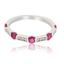 Ruby and Diamond Right Hand Ring in 14Kt White Gold
