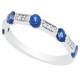 Blue Sapphire and Diamond Band 14Kt White Gold