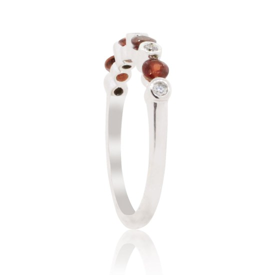 Alternating Garnet And Diamond Ring in 14kt White Gold