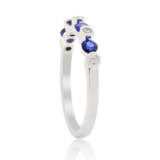 September Birthstone Sapphire Diamond Ring 14kt White Gold