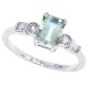 Emerald Cut Green Amethyst Baguette Diamond Ring 10Kt White Gold
