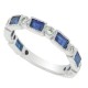 Genuine Sapphire Diamond Wedding Band in 14Kt White Gold