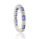 Genuine Sapphire Diamond Wedding Band in 14Kt White Gold