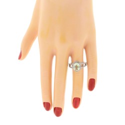 Green Amethyst Diamond Engagement Ring 10Kt White Gold Oval