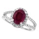 Natural Ruby Diamond Engagement Ring 10Kt White Gold