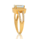 Emerald Cut Aquamarine and Diamond Ring in 10Kt Yellow Gold