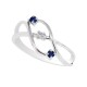 Blue Sapphire and Diamond Right Hand Ring 14Kt White Gold
