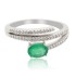 Emerald Diamond Right Hand Ring, 14Kt White Gold