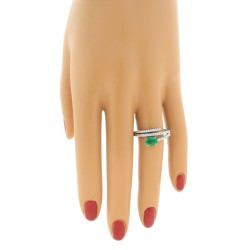 Emerald Diamond Right Hand Ring, 14Kt White Gold