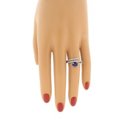 Blue Sapphire Diamond Ring 14Kt Gold September Birthstone