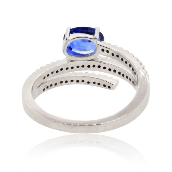 Blue Sapphire Diamond Ring 14Kt Gold September Birthstone