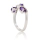 Three Stone Amethyst and Diamond Ring 14Kt White Gold