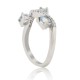 Three Stone Aquamarine and Diamond Ring 14Kt White Gold