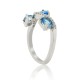 Three Stone Blue Topaz and Diamond Ring 14Kt White Gold