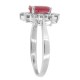 Genuine Ruby and Diamond Engagement Ring,14kt White Gold 