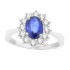 Sapphire and Diamond Halo Engagement Ring 14Kt White Gold