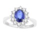 Sapphire and Diamond Halo Engagement Ring 14Kt White Gold