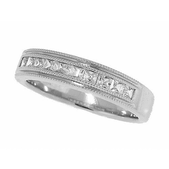 Princess Cut Cubic Zirconia Wedding Band Sterling Silver 