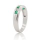 Natural Emerald Diamond Band, 14Kt White Gold, Channel Set