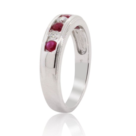 9ct Gold RUBY & Diamond CHANEL SET ETERNITY Ring