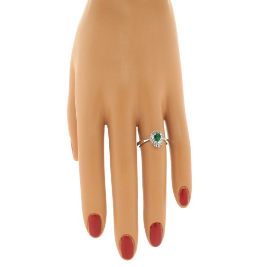 Emerald Diamond Engagement Ring 14Kt White Gold