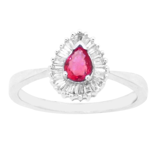 Ruby and Diamond Engagement Ring 14Kt White Gold