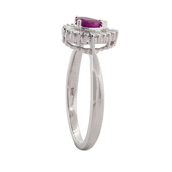 Ruby and Diamond Engagement Ring 14Kt White Gold