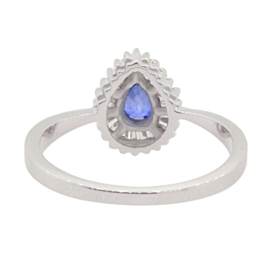 Blue Sapphire and Diamond Ring 14Kt White Gold