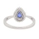 Blue Sapphire and Diamond Ring 14Kt White Gold