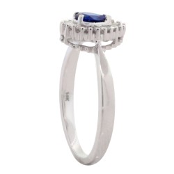 Blue Sapphire and Diamond Ring 14Kt White Gold