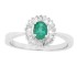 Genuine Emerald Diamond Engagement Ring 14Kt White Gold