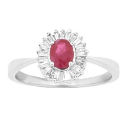 Ruby and Diamond Halo Engagement Ring 14Kt White Gold