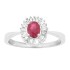 Ruby and Diamond Halo Engagement Ring 14Kt White Gold
