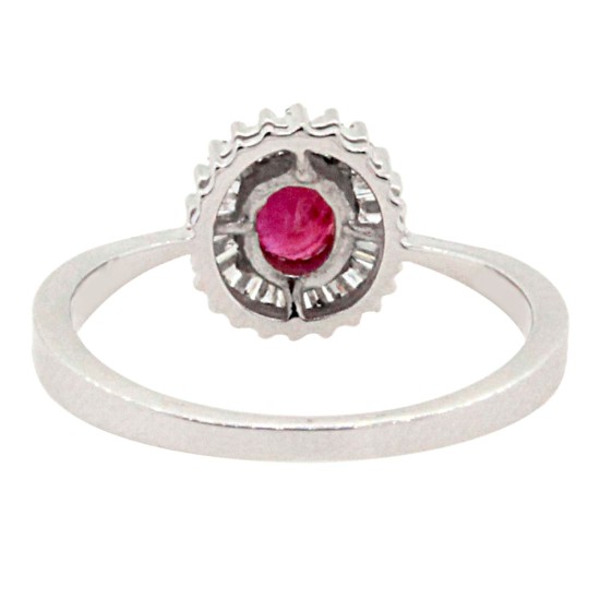 Ruby and Diamond Halo Engagement Ring 14Kt White Gold