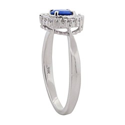 Natural Sapphire Diamond Engagement Ring 14Kt White Gold