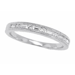 Cubic Zirconia Baguette Wedding Band Sterling Silver 