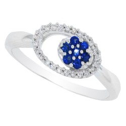 Blue Sapphire and Diamond Right Hand Ring 14Kt Gold