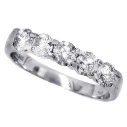 5 Stone Cubic Zirconia Wedding Band Sterling Silver 1 ct