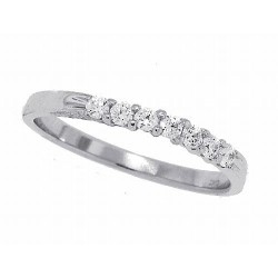 Seven Stone Cubic Zirconia Wedding Band Sterling Silver 1/4ct