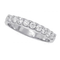 1/2 carat Cubic Zirconia Wedding Band Sterling Silver 9 Stone