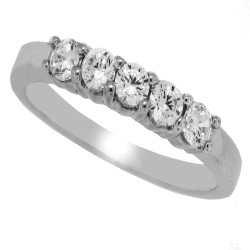 5 Stone Cubic Zirconia Wedding Band Sterling Silver 0.50cttw