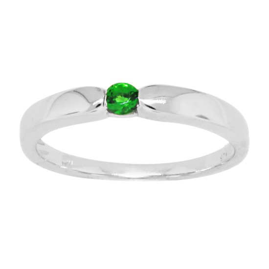 May Birthstone Lab Created Emerald Band Sterling Silver