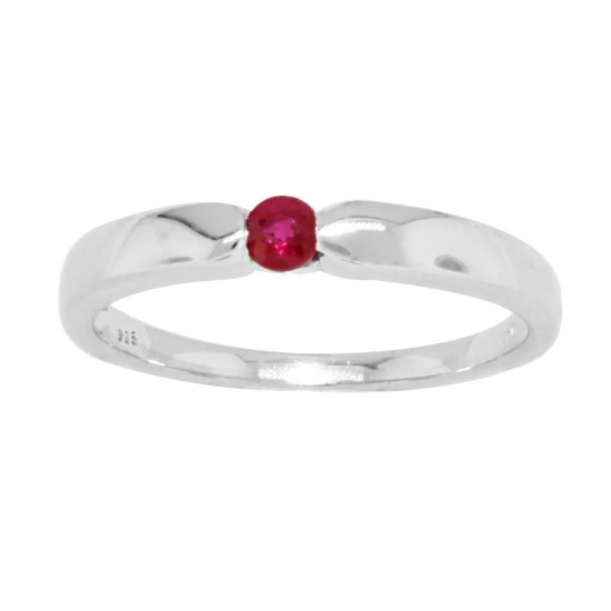 Lab Created Ruby Solitaire Ring in Sterling Silver