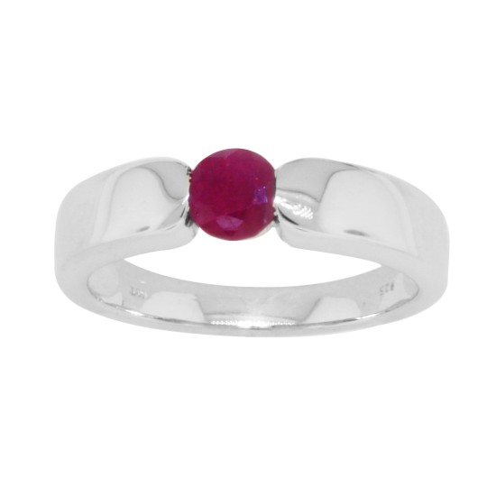Natural Ruby Birthstone Band Ring in Sterling Silver