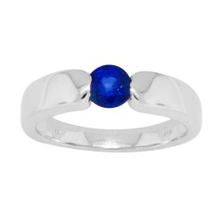 Blue Sapphire Solitaire Birthstone Ring in Sterling Silver
